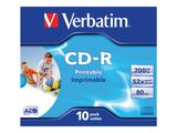 CD-R Verbatim 700MB 10pcs Pack 52x JewelCase wide printable retail