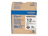 Schriftbandkassette Brother 12mmx8m silb.matt/schwarz (5er)