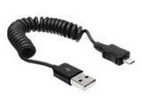 DELOCK USB Kabel A -> Micro-B St/St 0.20m-0.60cm Spiralkabe