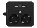 Doppelsteckdose IcyBox mit USB Ladegerät für Tisch-oder Wand