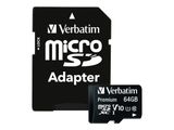 SD MicroSD Card 64GB Verbatim SDXC Premium Class10 + Adapte retail