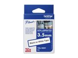 Schriftbandkassette Brother 3,5mm weiß/schwarz TZEN201