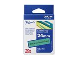 Schriftbandkassette Brother 24mm grün/schwarz TZE751