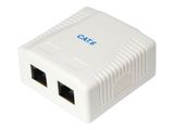 Equip Aufputzdose Cat6 2-Port 2x RJ45 UTP RAL 9010 ws Polybeutel
