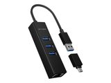 Hub IcyBox 4-Port IB-HUB1419-LAN USB 3.0 Hub & LAN Adapter