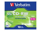 CD-RW Verbatim 700MB 10pcs Pack 12x JewelCase Scratchresist retail