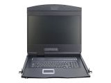 DIGITUS Konsole 19" 1HE TFT dt.Layout 16Port Touchpad schwar