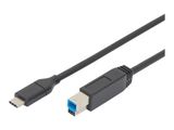 DIGITUS USB 3.0 Anschlusskabel Typ C -B St/St 1.8m, sw