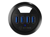 Hub 4-Port IcyBox USB 3.0 IB-HUB1403 rd. Tisch-Hub retail