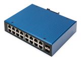 DIGITUS Switch Ind. 16-Port Gigabit+2 SFP Port Unmanag.blau