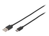 DIGITUS USB 2.0 Anschlusskabel Typ C -A St/St 1.8m, sw