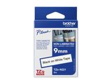 Schriftbandkassette Brother 9mm weiß/schwarz TZEN221