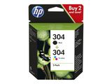 HP 304 2x Schwarz+Dreifarbig Tintenpatrone