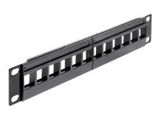 DELOCK Patchpanel 1HE 12 Keystone Ports schwarz