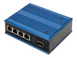 DIGITUS Switch Ind. 4-Port Gigabit 30W PoE Unmanaged blau