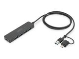 DIGITUS USB 3.0 Hub 4-Port Slim, USB-C Adapter 1,2m Kabel