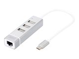 DIGITUS USB Adapter USB2.0/C -> RJ45 Ethernet+3-Port-Hub wei