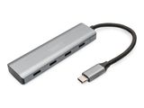DIGITUS USB-C-Hub 4-Port 3.1->4xC3.1 integr. Kabel silber