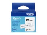 Schriftband Brother 12mmx4m weiß/transparent BTAG-135
