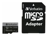 SD MicroSD Card 256GB Verbatim SDHC Pro Class 10 + Adapter retail