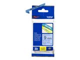 Schriftbandkassette Brother 9mm blau/schwarz TZE521