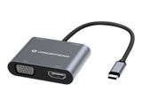 CONCEPTRONIC Dock USB-C->HDMI,USB3.0,VGA,100WPD 15cm gr