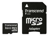 SD microSD Card 8GB Transcend SDHC Class10 w/adapter