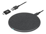 CONCEPTRONIC kabelloses Ladegerät 15W Qi USB-A + USB-C grau