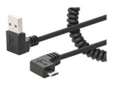 MANHATTAN Spiralkabel USB-A auf Micro-USB Ladekabel 1m schwa