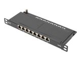 DIGITUS Cat.6A Slim Patch Panel, gesch.,8-Port, 0,5 HE, 10