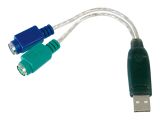 DIGITUS Adapterkabel USB1.1 -> 2xPS/2 St/Bu 2xMini-Din6/F