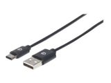 MANHATTAN USB 2.0 Typ C-Kabel C-Stecker/A-Stecker 0,5m schw