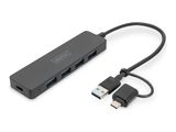 DIGITUS USB 3.0 Hub 4-Port Slim, USB-C Adapter 0,2m Kabel