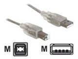 DELOCK USB Kabel A -> B St/St 0.50m transparent