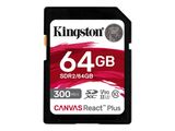 SD Card 64GB Kingston SDXC React+ 300R/260W Reader retail