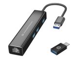 CONCEPTRONIC Adapter USB3.0-> RJ45,3xUSB3.0,TypC Ad 0.15m sw