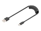 DIGITUS USB 2.0 - USB - A auf USB - C Spiralkabel max. 1m