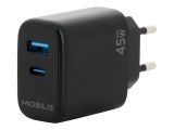 Mobilis Wall Charger 45W - 1 USB A + 1 USB C - GaN