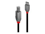 LINDY 0.5m USB 2.0 Typ C an B Kabel, Anthra Line