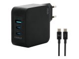 Mobilis Wall Charger 100W 2 USB-C+1 USB A GaN+cable 2m 100W