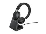 Jabra Headset Evolve2 65 MS Duo, inkl. Link 380a & Ladestat.