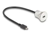DELOCK USB2.0 Micro-B Einbaubuchse mit Kabelp. St. Alu. 30cm