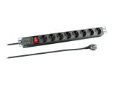 EFB 19" 1HE Steckdosenleiste 8xCEE 7/3 mit Schalter,Alu,sw