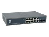 LevelOne Switch 10x GE GEP-1221 2xGSFP 19" 150W 8xPoE+